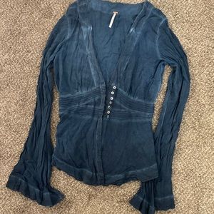 Free people button bell sleeve top
